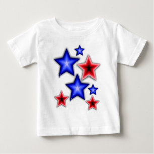 光沢のある青と赤の星 ベビーTシャツ