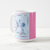 光沢のある青結婚い花 コーヒーマグカップ (正面左)