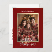 光沢のある額縁のフォトカスタムクリスマスポストカード シーズンポストカード (正面/裏面)