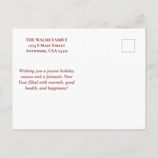 光沢のある額縁のフォトカスタムクリスマスポストカード シーズンポストカード (裏面)