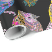 光沢のある騎士パターンの踊りの鳥 ラッピングペーパー (ロールコーナー)