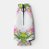 光沢のある黄色のピンクのワイルドフラワースクリプト赤ちゃんシャワー ボトルクーラー (裏面)