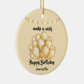 光沢のある黄金のバルーンとドット、希望の誕生日を作成 セラミックオーナメント (右)