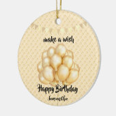 光沢のある黄金のバルーンとドット、希望の誕生日を作成 セラミックオーナメント (左)