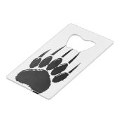 光沢のある黒いクマの前足印刷 クレジットカード栓抜き (裏面アングル)