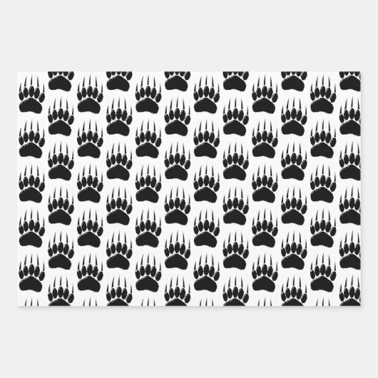 光沢のある黒いクマの前足印刷 ラッピングペーパーシート (正面3)