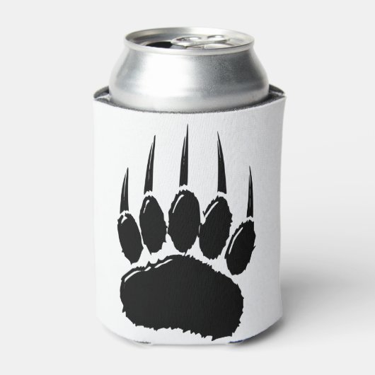 光沢のある黒いクマの前足印刷 缶クーラー (缶正面)