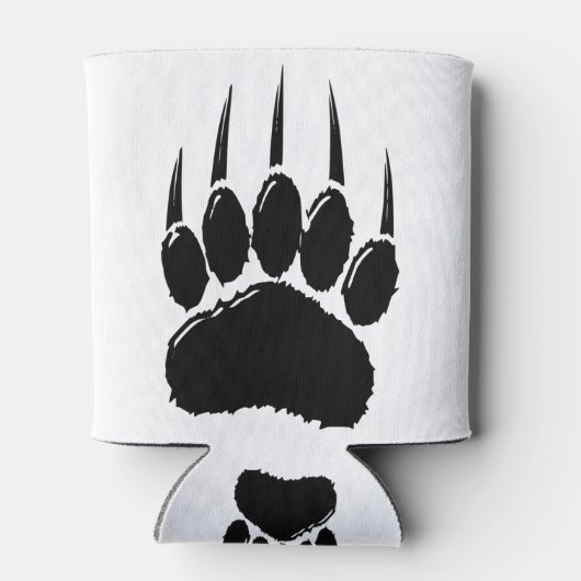 光沢のある黒いクマの前足印刷 缶クーラー (裏面)