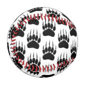 光沢のある黒いクマの前足印刷 野球ボール (正面左)