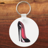 光沢のある黒いスチレットの靴 キーホルダー (正面)