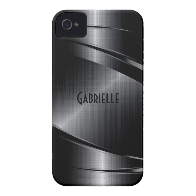 光沢のある黒いデザインつや消しアルミルック Case-Mate iPhoneケース (裏面)