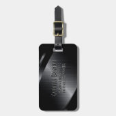 光沢のある黒いメタリックブラシ仕上げアルミルック ラゲッジタグ (正面縦)