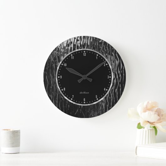 光沢のある黒い溶融ステンドグラスの外観 ラージ壁時計 (ホーム)