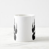 光沢のある黒のクマの足跡カスタムネーム コーヒーマグカップ (中央)