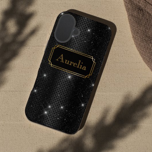 光沢のある黒のグラマラスなセクショきらめくン Case-Mate iPhoneケース