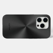 光沢のある黒のステンレス鋼ルックモノグラムモノグラム Case-Mate iPhoneケース (裏面 (横))