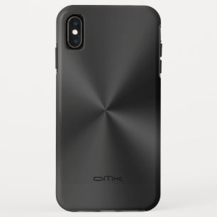 光沢のある黒のスフェイクテンレス鋼ルックモノグラム iPhone XS MAXケース