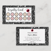 光沢のある黒曜石と赤いクリスタルボールロイヤリティカード 紹介カード (正面/裏面)