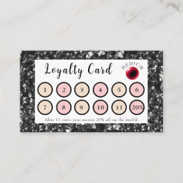 光沢のある黒曜石と赤いクリスタルボールロイヤリティカード 紹介カード