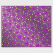 光沢のある，ハート,カラフル，星，金属，黄金， ラッピングペーパー (フラット)