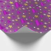 光沢のある，ハート,カラフル，星，金属，黄金， ラッピングペーパー (角)