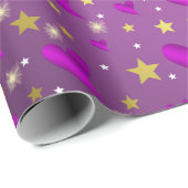 光沢のある，ハート,カラフル，星，金属，黄金， ラッピングペーパー (ロールコーナー)