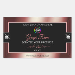 光沢のある ブラック シャイニー ワインレッド ロゴ 製品ラベル 長方形シール