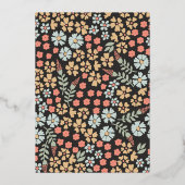 光沢のあるOhベビーGroovy黄色のフローラ赤ちゃんシャワー 箔招待状 (裏面)