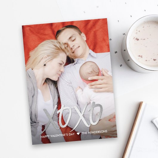 光沢のあるXOXOバレンタインの写真カード シーズンカード