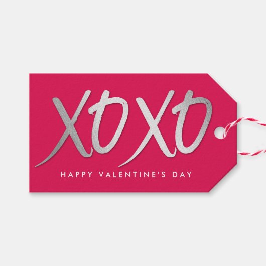光沢のあるXOXO編集可能カラーバレンタインデイギフトラベル ギフトタグ (正面(横))
