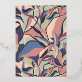 光沢はっきりしたカラフル抽象芸術フローラ結婚レトロ 箔招待状 (裏面)