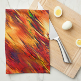 光沢は赤からオレンジまで、小さな緑に染まった キッチンタオル