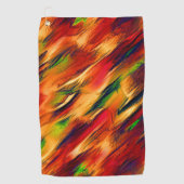 光沢は赤からオレンジまで、小さな緑に染まった ゴルフタオル (正面)