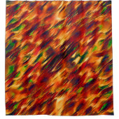 光沢は赤からオレンジまで、小さな緑に染まった シャワーカーテン (正面)