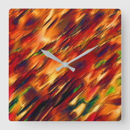 光沢は赤からオレンジまで、小さな緑に染まった スクエア壁時計
