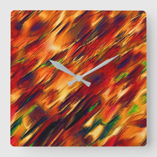 光沢は赤からオレンジまで、小さな緑に染まった スクエア壁時計 (正面)