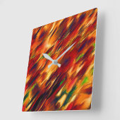 光沢は赤からオレンジまで、小さな緑に染まった スクエア壁時計 (傾斜)