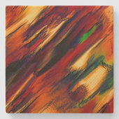 光沢は赤からオレンジまで、小さな緑に染まった ストーンコースター (正面)