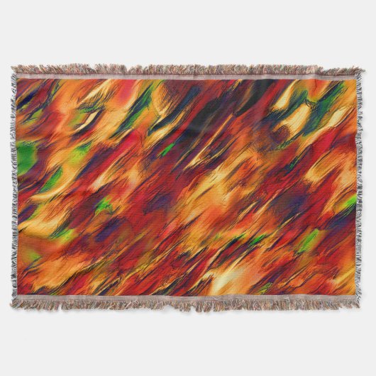 光沢は赤からオレンジまで、小さな緑に染まった スローブランケット (正面)