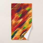 光沢は赤からオレンジまで、小さな緑に染まった バスタオルセット (ハンドタオル)