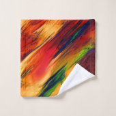 光沢は赤からオレンジまで、小さな緑に染まった バスタオルセット (ウォッシュタオル)