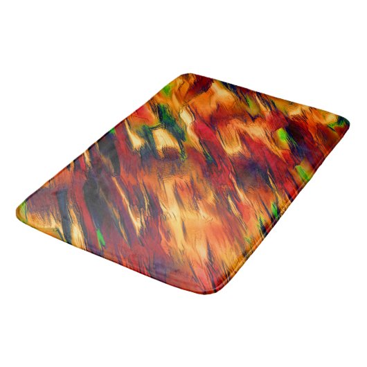 光沢は赤からオレンジまで、小さな緑に染まった バスマット (アングル)