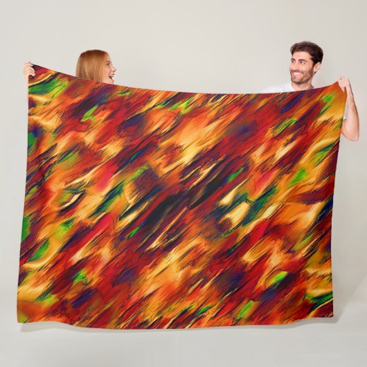 光沢は赤からオレンジまで、小さな緑に染まった フリースブランケット (インサイチュ)