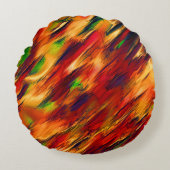 光沢は赤からオレンジまで、小さな緑に染まった ラウンドクッション (正面)