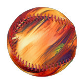 光沢は赤からオレンジまで、小さな緑に染まった 野球ボール (正面左)