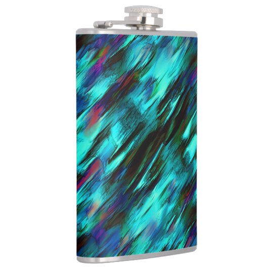 光沢は青からシアノまで染色され、赤い斑点l フラスク (右)