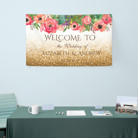 光沢エレガントのあるグリッター結婚フローラのバナー 横断幕 (トレードショー)