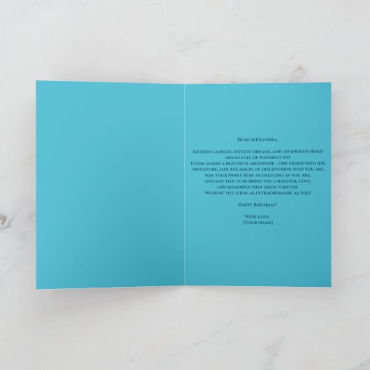 光沢エレガントのあるサファイアとシルバージェムストーン甘い16 カード (内部)