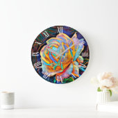 光沢エレガントのあるユニークバラアートドリーム ラージ壁時計 (ホーム)