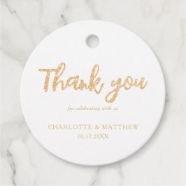 光沢エレガントのある金ゴールドグリッター結婚式の引き出物ラベル フェイバータグ